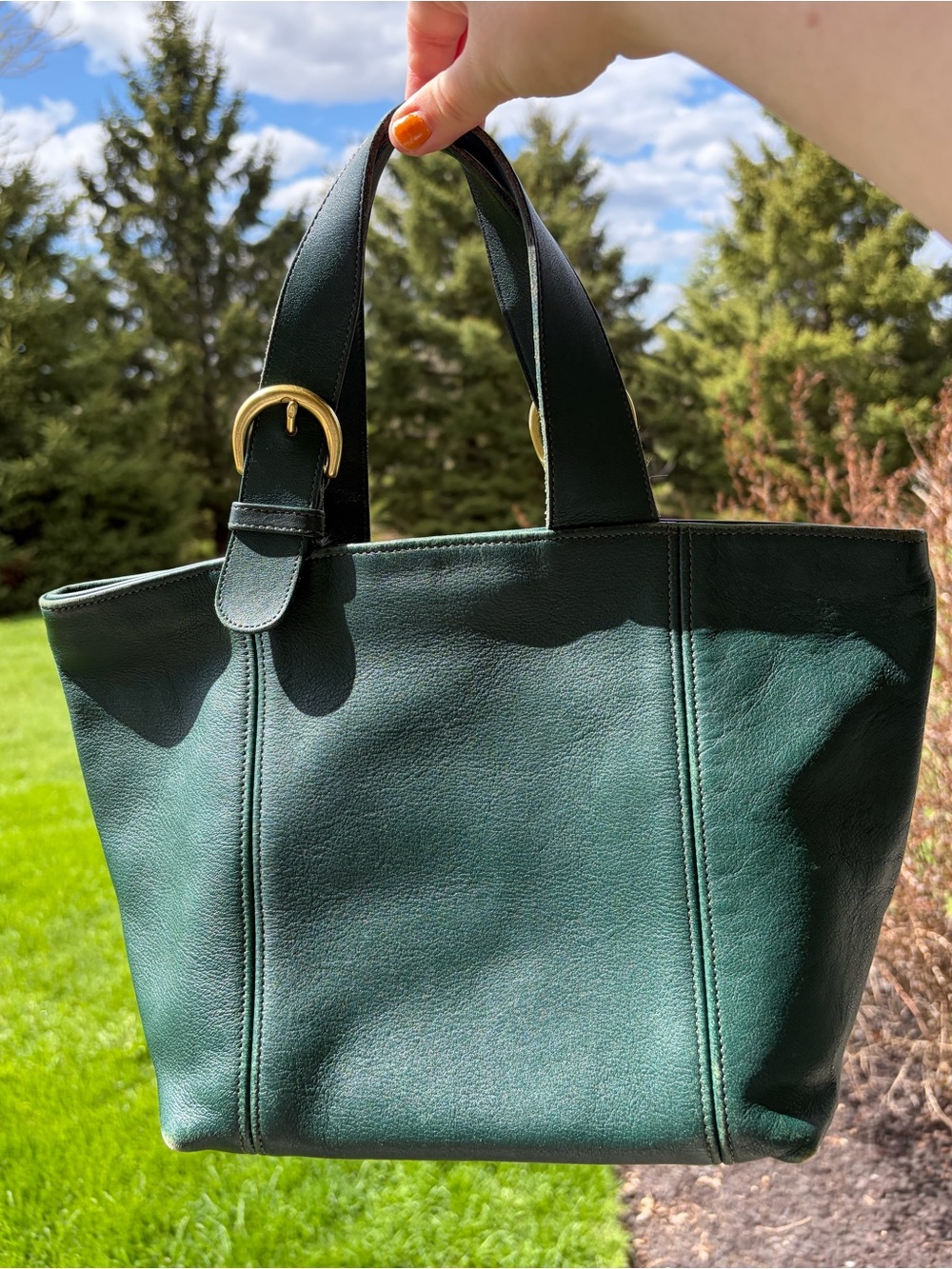 Vintage 90s coach 1993 waverly bag soho collection pine green teal purse leather